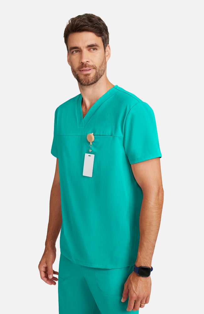 Men's Vapor 3-Pocket V-Neck Seamed Scrub Top, SGR Surgical Green | green, large