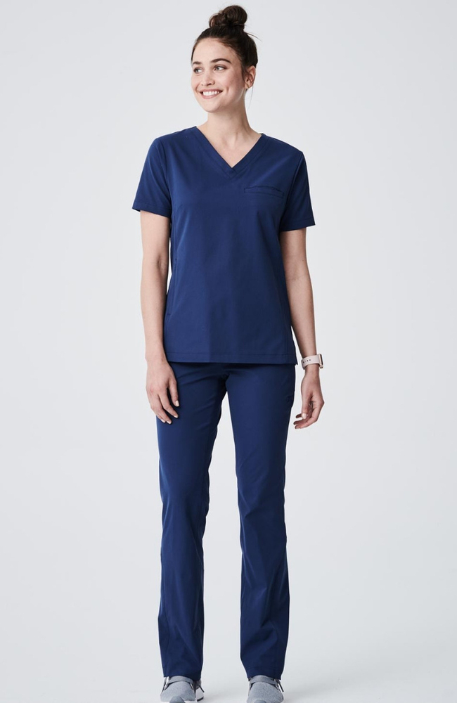 Women's Vista V-Neck Scrub Top, NAV Navy Blue, large
