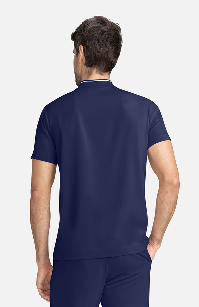 Men’s Rib Collar Henley Scrub Top, NAV Navy | navy, large