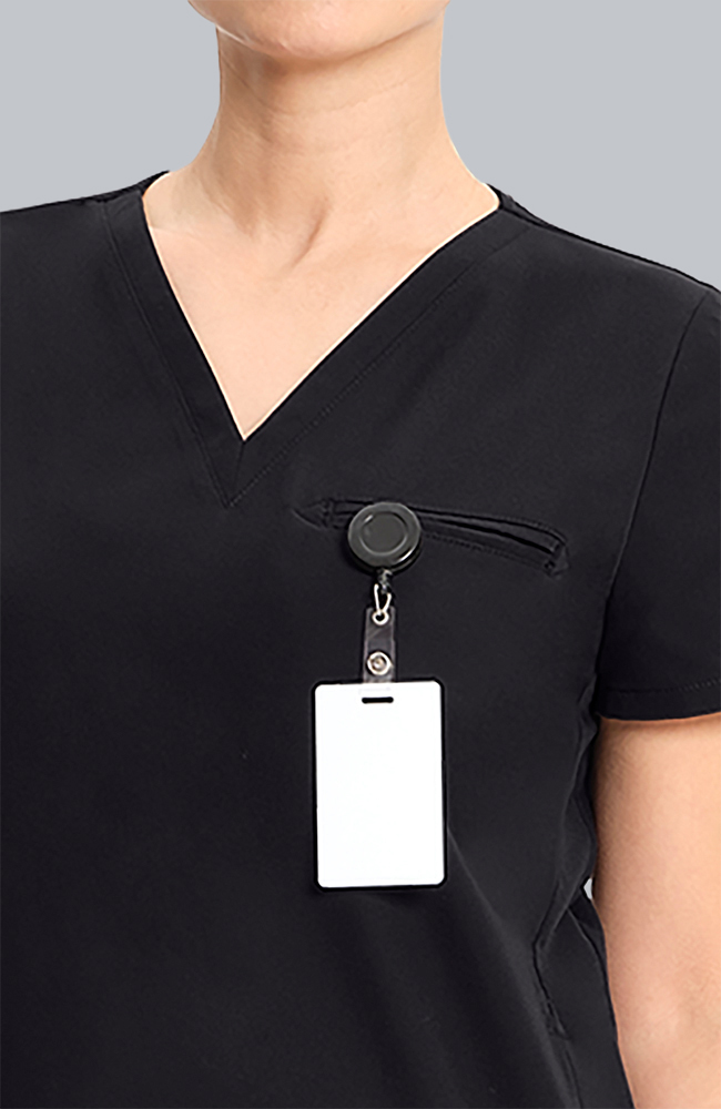Women's Scrub Set: Flora 3-Pocket Top & Straight Leg Ankle Pant, BLK Black, large
