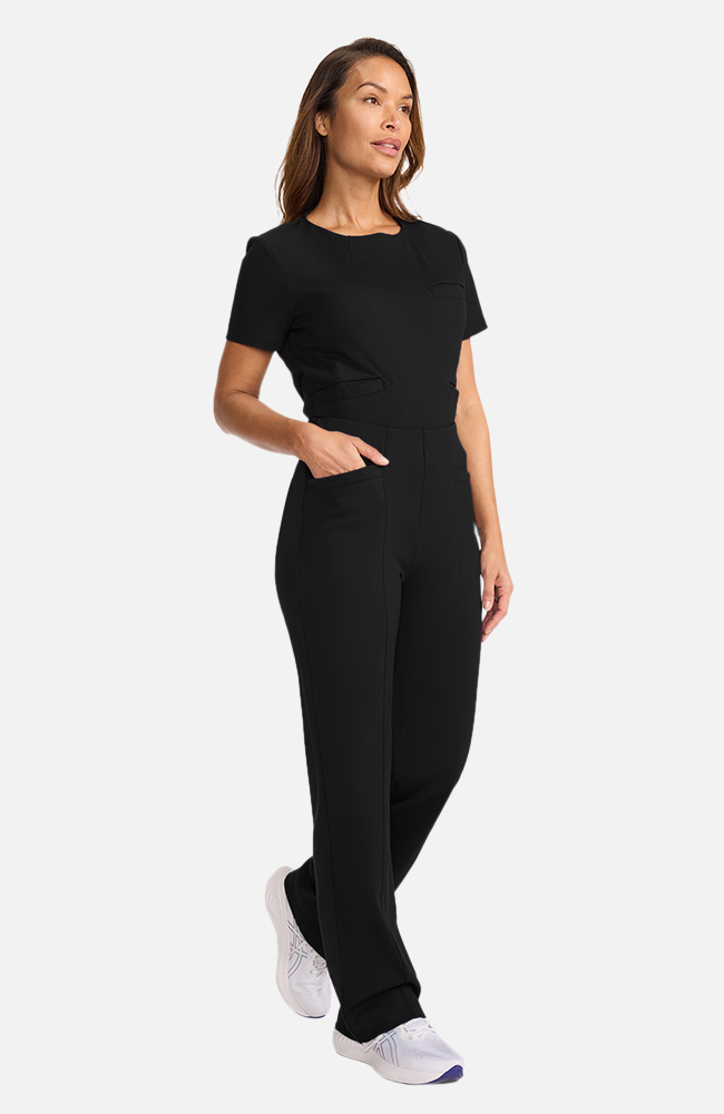Women's Ponte Wide Leg Scrub Pant, BLK Black | black, large