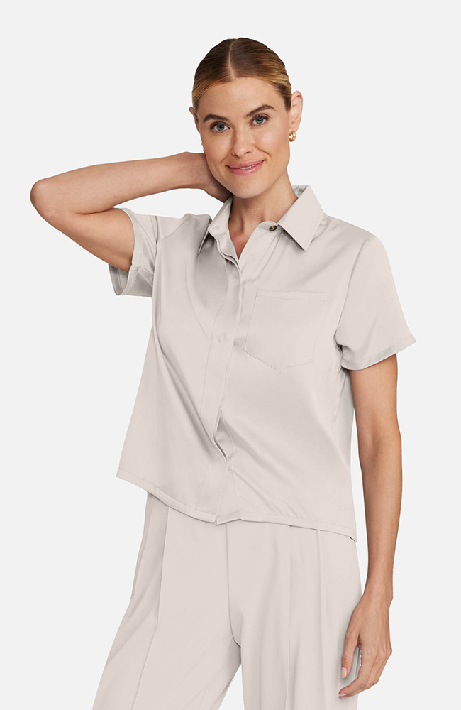 Women’s Cropped Button-Up Scrub Top, TAT Toasted Tan | brown, large