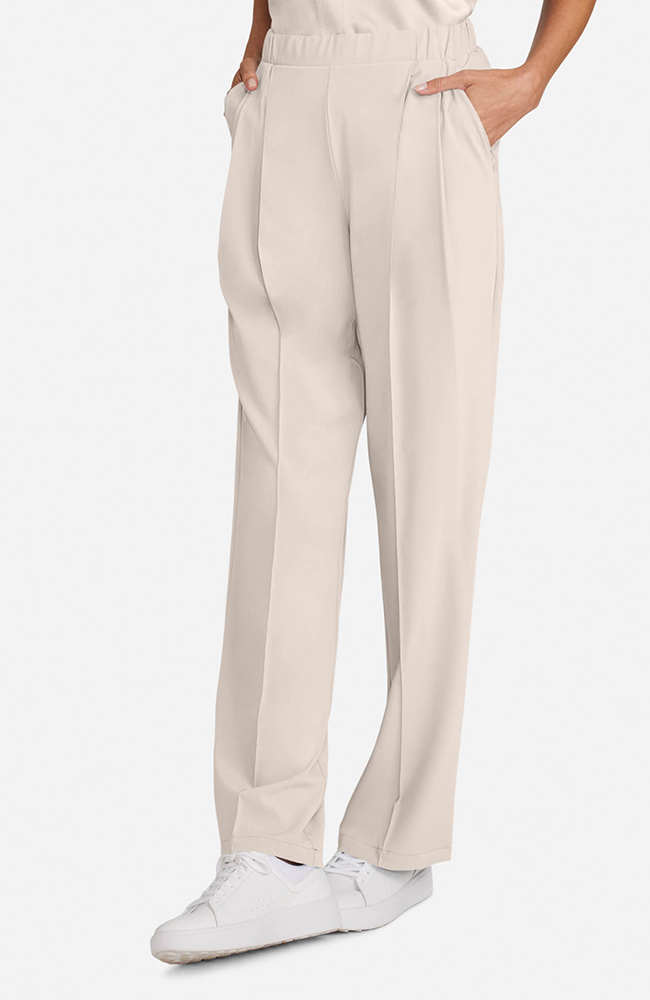 Women's Pleated Wide Leg Scrub Pant, TAT Toasted Tan | brown, large