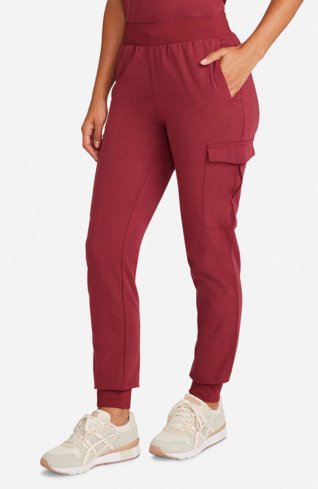 Women's Scrub Set: Taiga Welt Pocket Top & Bosque Jogger Pant, CHW Cherry Wood | red, large