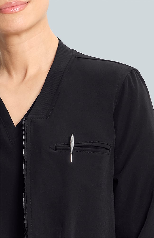 Women's Savannah 5-Pocket Scrub Jacket, BLK Black | black, large