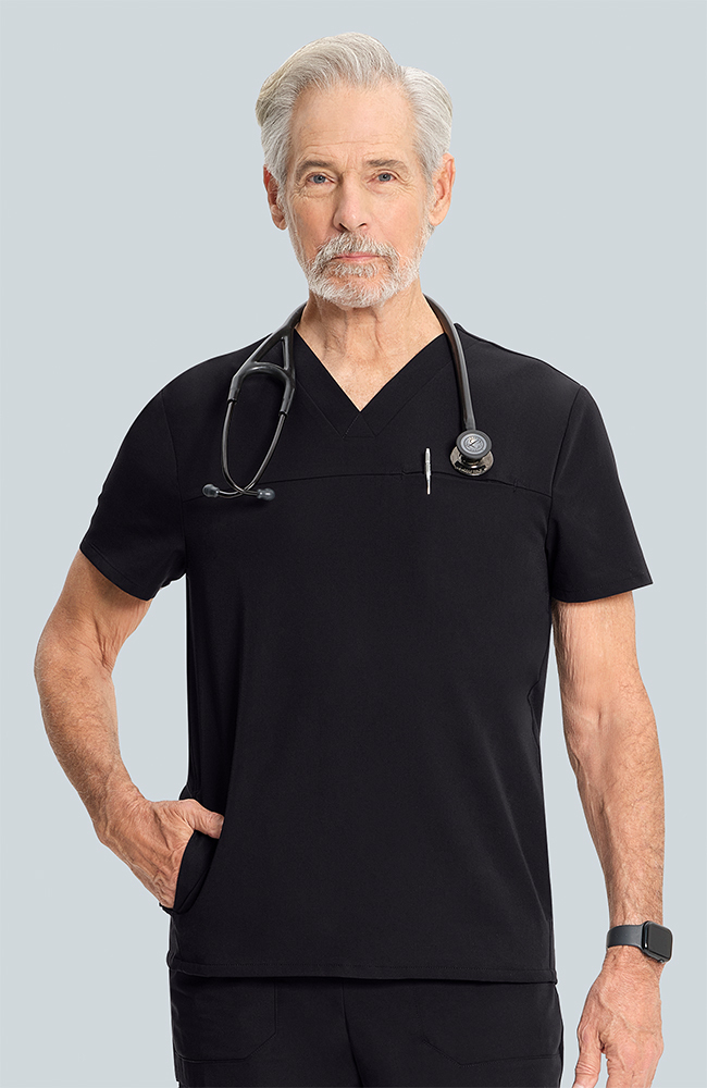 Men's Vapor 3-Pocket V-Neck Seamed Scrub Top, , large