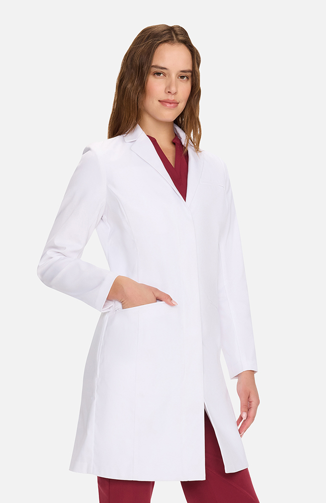 Women's Zip Front Over The Knee Lab Coat 36", WHT White | white, large