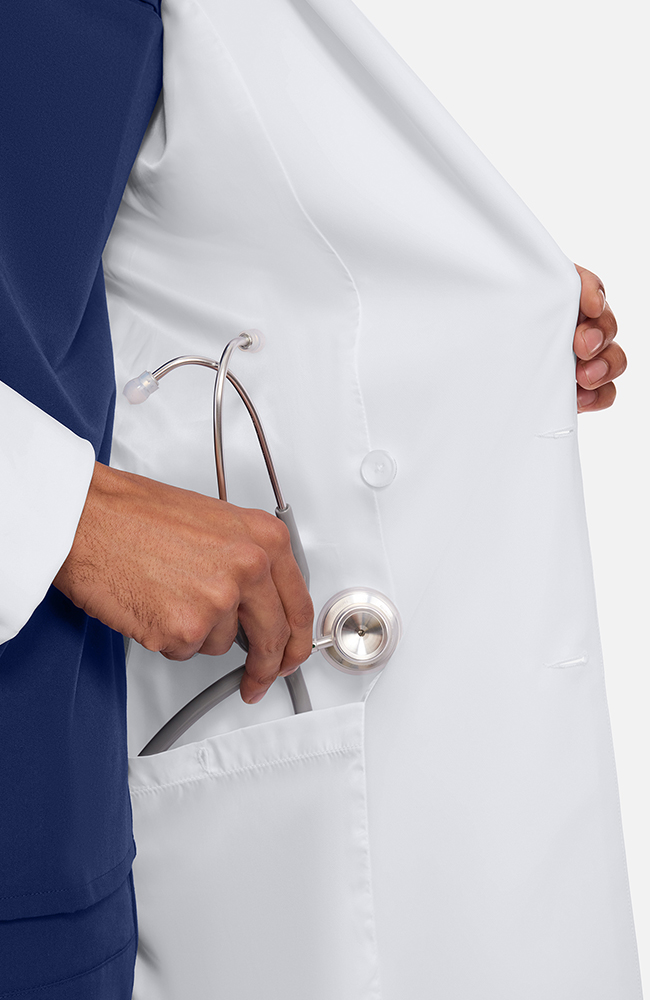 Men's Watson Double Breasted 38" Lab Coat, WHT White, large