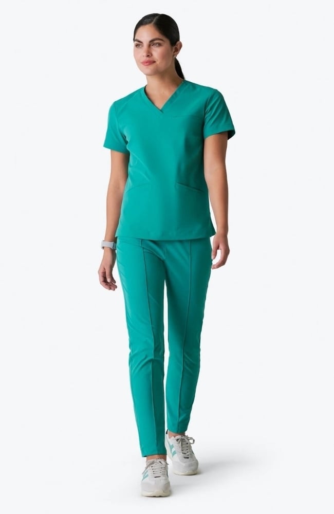 Women's Calyx V-Neck Scrub Top, SRG Surgical Green | green, large