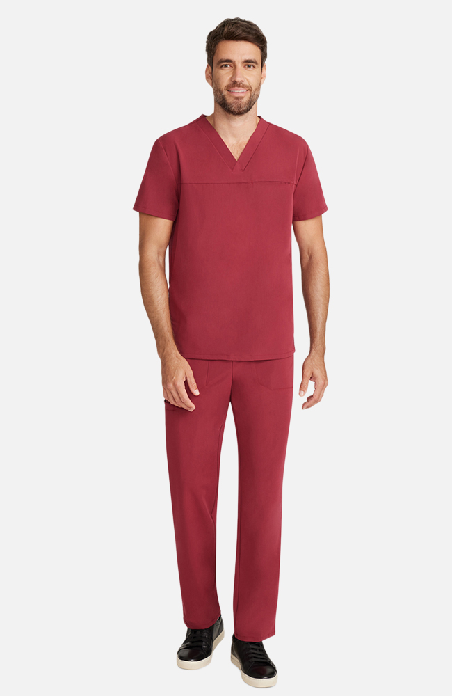 Men's Scrub Set: Vapor 3-Pocket Top &  Zephyr Straight Leg Pant, CHW Cherry Wood | red, large