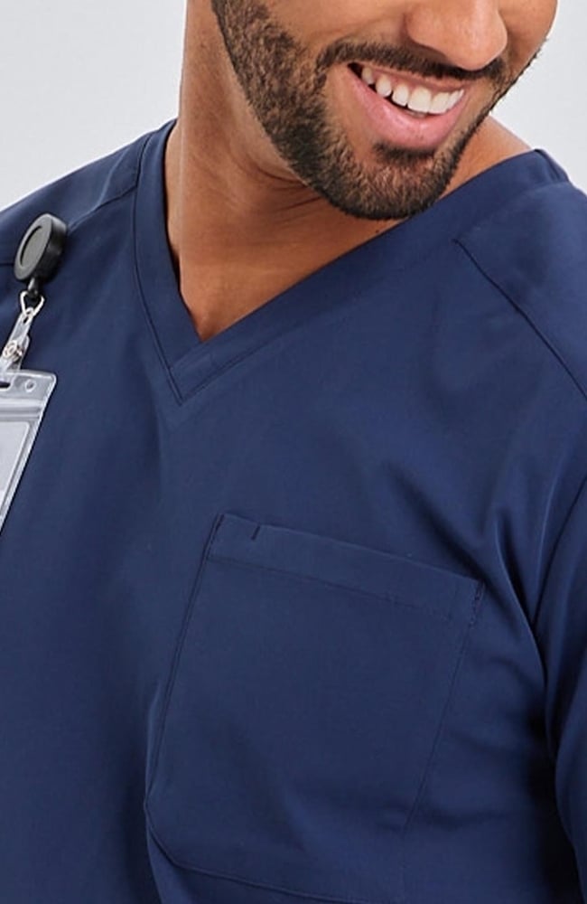 Men's Apex V-Neck Scrub Top, NAV Navy Blue | navy, large