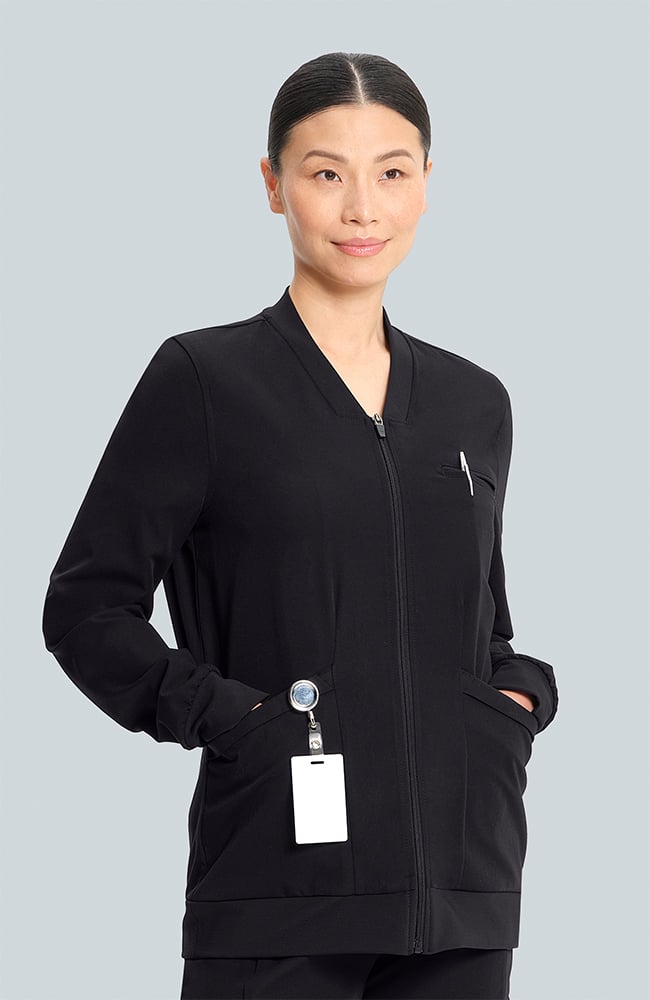 Women's Savannah 5-Pocket Scrub Jacket, BLK Black | black, large