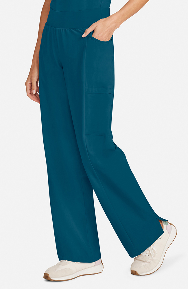 Women's Scrub Set: Flora 3-Pocket Top & Anemone Straight Leg Pant, CAR Caribbean Blue | caribbean blue, large