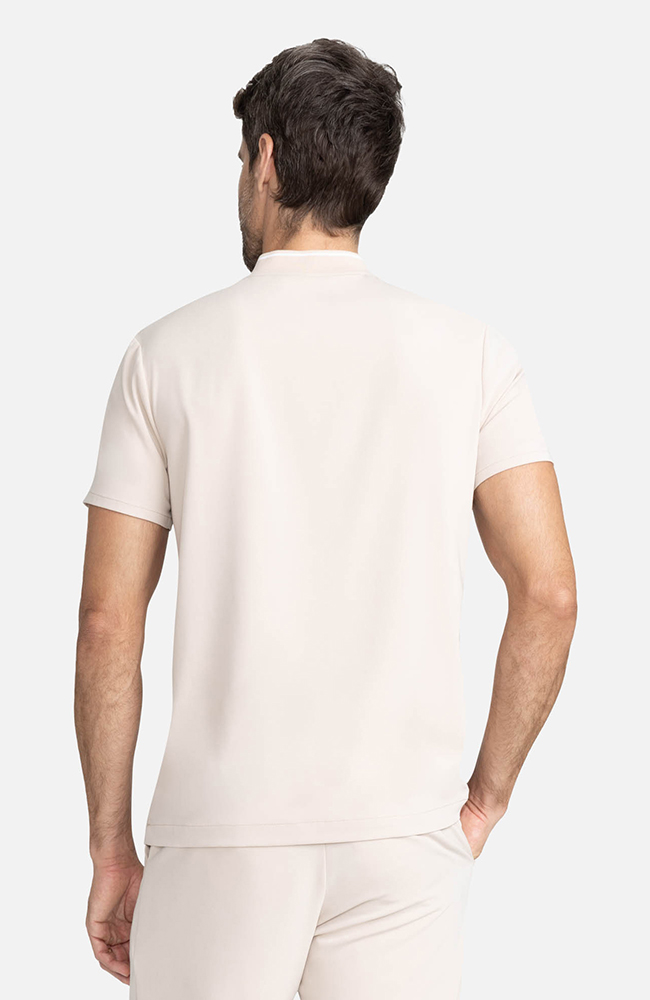 Men&rsquo;s Rib Collar Henley Scrub Top, TAT Toasted Tan | brown, large