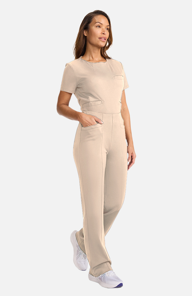Women's Ponte Wide Leg Scrub Pant, TAT Toasted Tan | brown, large