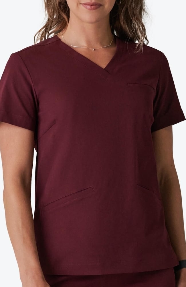 Women's Calyx V-Neck Scrub Top, SNG Sangria | wine, large