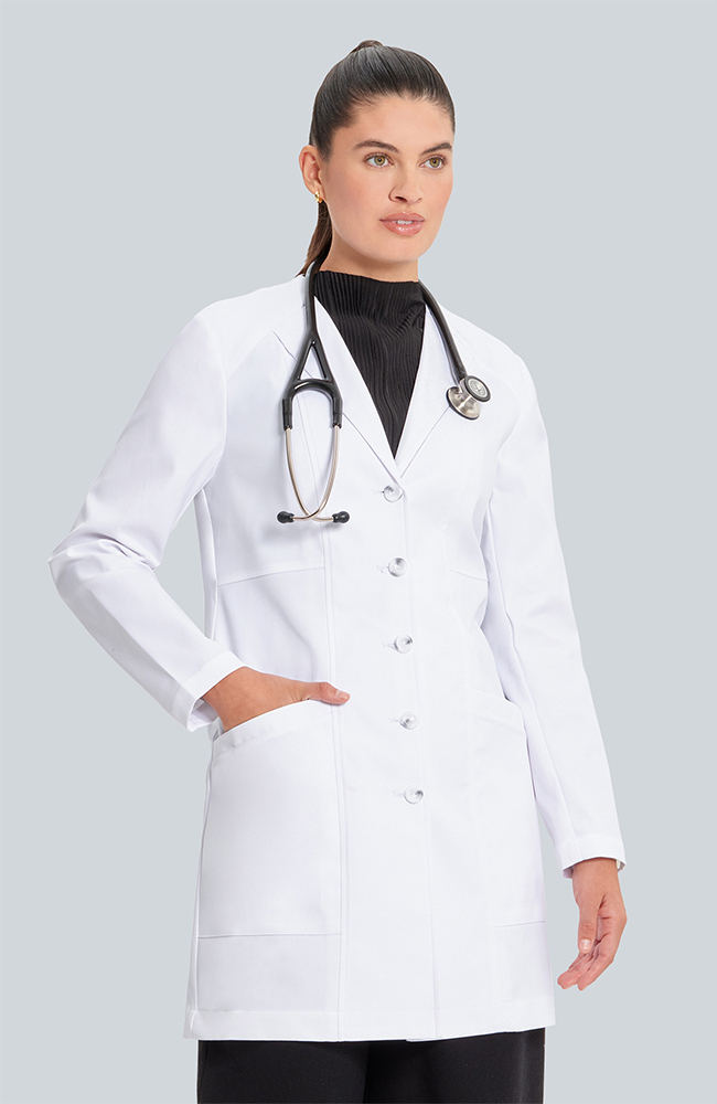 Women's Vera G. Slim Fit 34¾" Lab Coat, WHT White | white, large