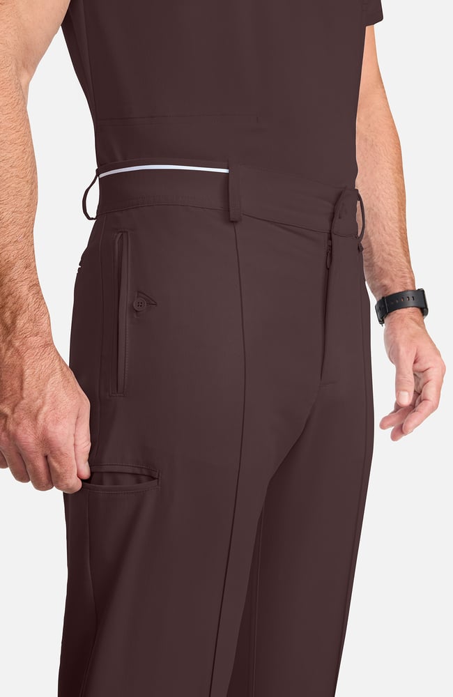 Men's Pintuck Tapered Scrub Pant, UMB Umbra | brown, large