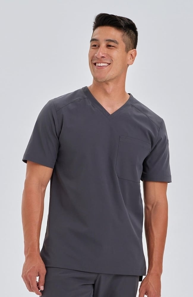 Men's Apex V-Neck Scrub Top, PWT Pewter | pewter, large