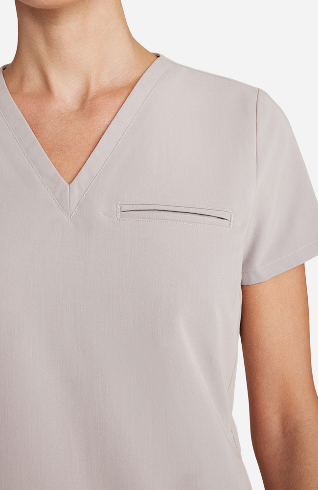 Women's Scrub Set: Flora 3-Pocket Top & Straight Leg Ankle Pant, WMS Warm Stone | grey, large