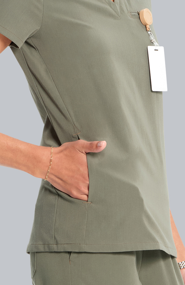 Women's Scrub Set: Flora 3-Pocket Top & Anemone Straight Leg Pant, OLV Olive | olive, large