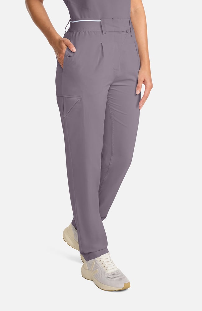 Women's Pleated Barrel Leg Scrub Pant, MIN Mink | grey, large