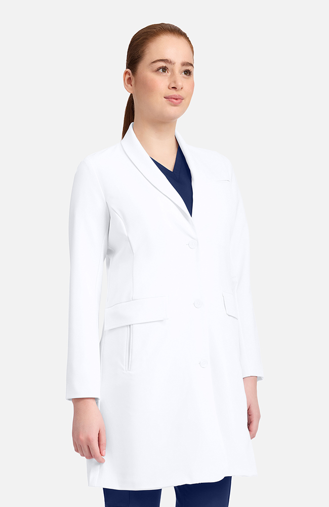 Women's Antonia Shawl Collar 36" Lab Coat, WHT White | white, large