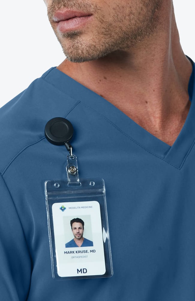 Men's Apex V-Neck Scrub Top, OCE Ocean | blue, large