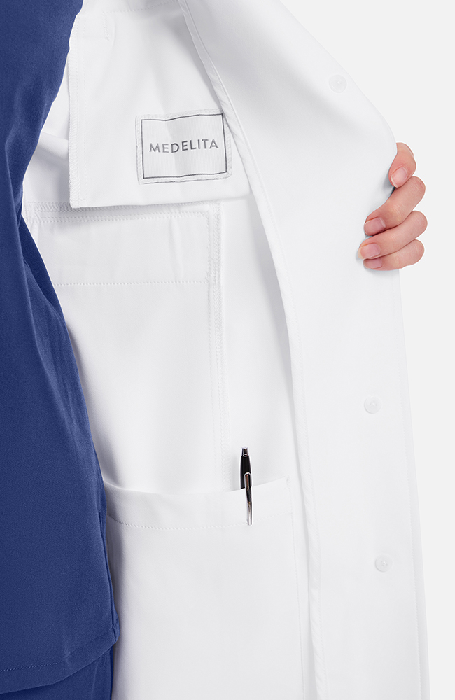 Women's Stella Princess Panel Darted 36&frac12;" Lab Coat, WHT White | white, large