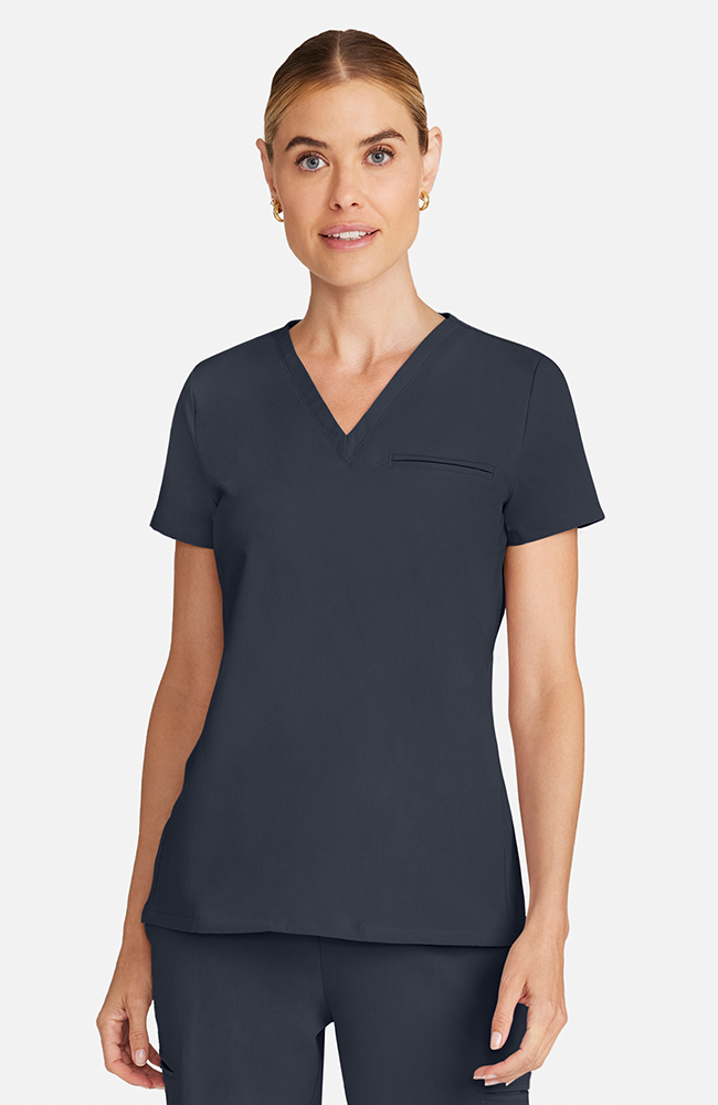 Women's Flora 3-Pocket V-Neck Scrub Top, PWT Pewter | pewter, large