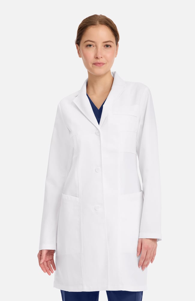 Women's Vega Athletic Fit 34½" Lab Coat, WHT White | white, large