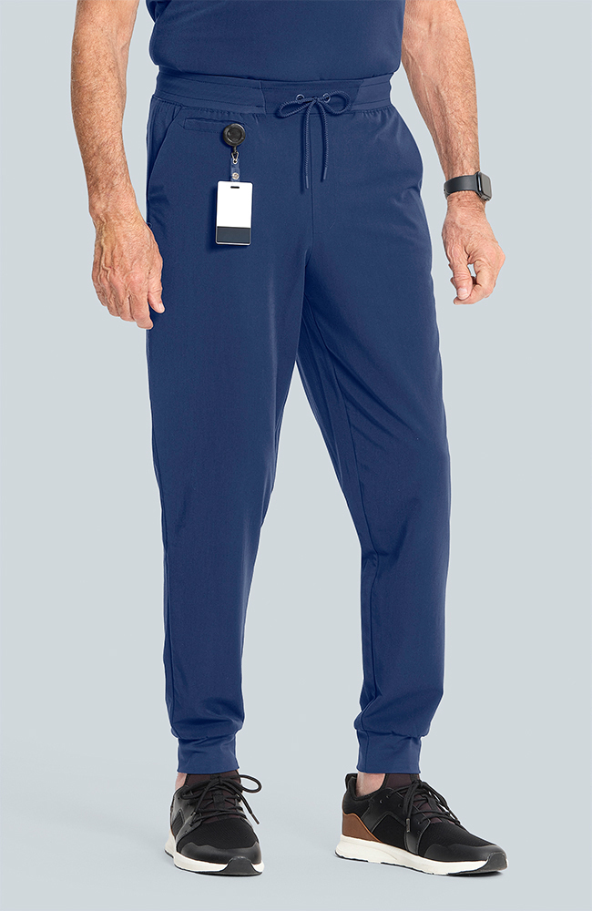 Men's Scrub Set: Cirrus Split Neck Top & Drift Jogger Pant, NAV Navy, large