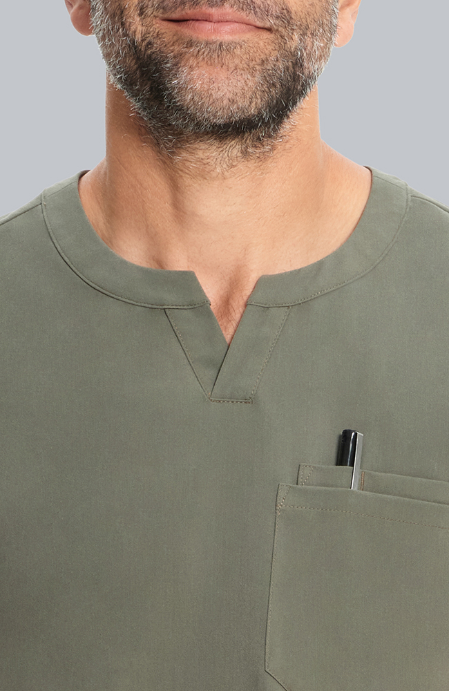 Men's Cirrus Split Crew Neck Scrub Top, OLV Olive | olive, large