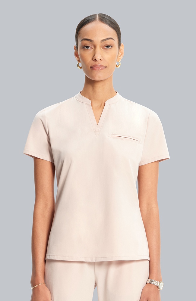 Women's Taiga Welt Pocket Scrub Top, TAT Toasted Tan | brown, large