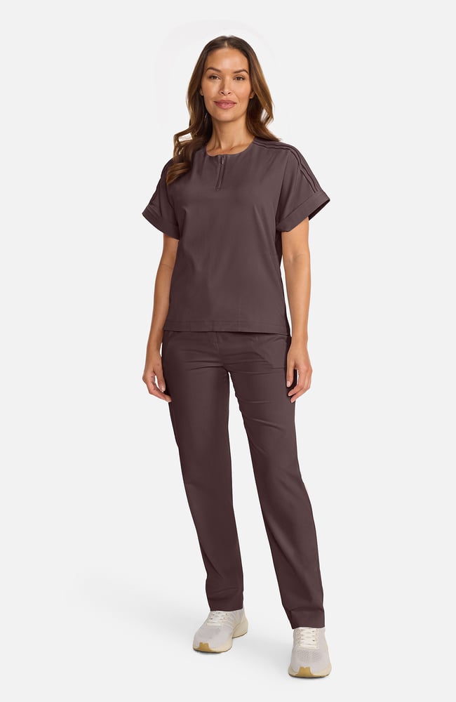 Women's Quarter-Zip Dolman Scrub Top, UMB Umbra | brown, large