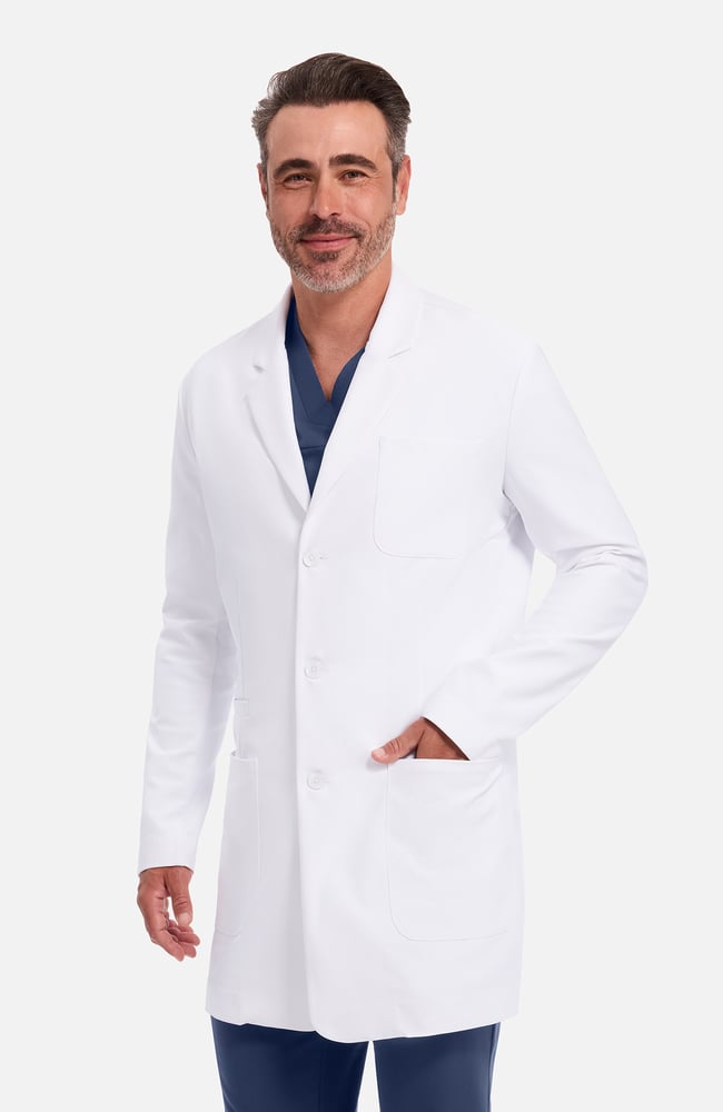 Men's Francis Patch Pocket 36" Lab Coat, WHT White | white, large