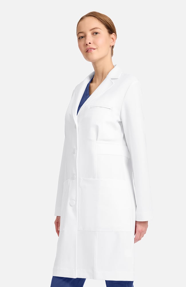 Women's Stella Princess Panel Darted 36&frac12;" Lab Coat, WHT White | white, large