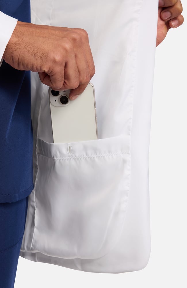 Men's Jonas Fitted 34½" Lab Coat , WHT White | white, large