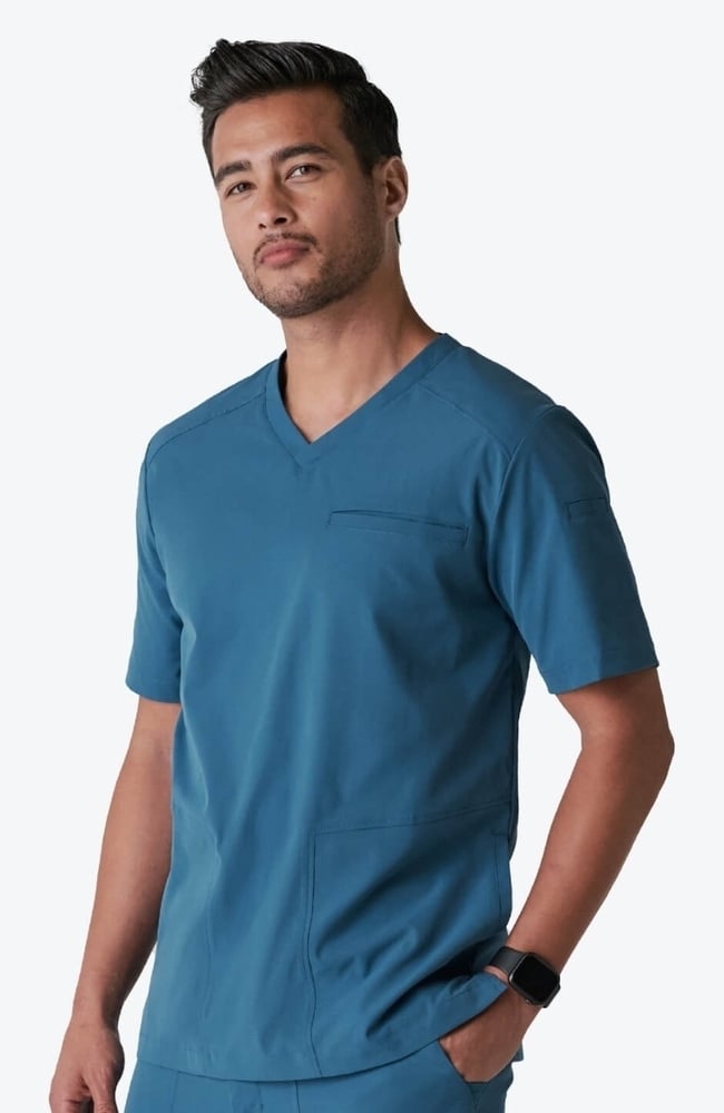 Men's Realm V-Neck Scrub Top, OCE Ocean | blue, large