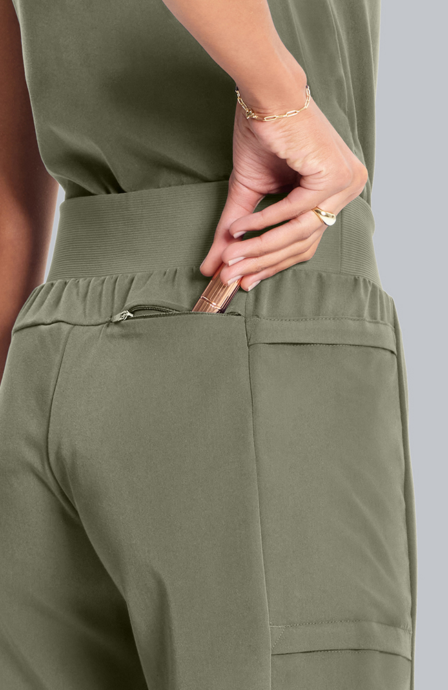 Women's Scrub Set: Flora 3-Pocket Top & Anemone Straight Leg Pant, OLV Olive | olive, large