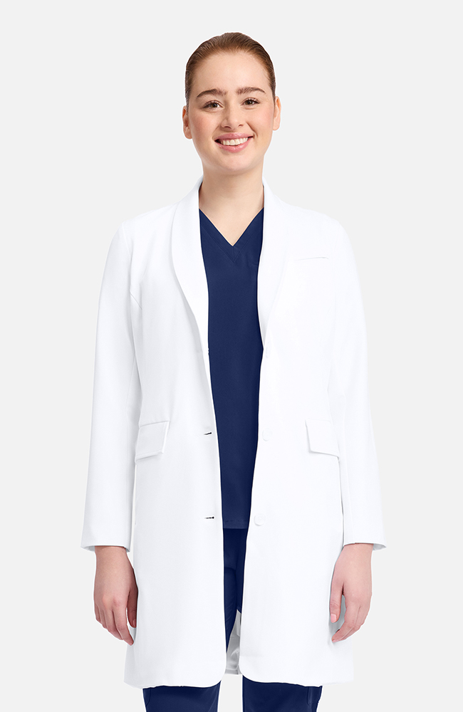 Women's Antonia Shawl Collar 36" Lab Coat, WHT White | white, large