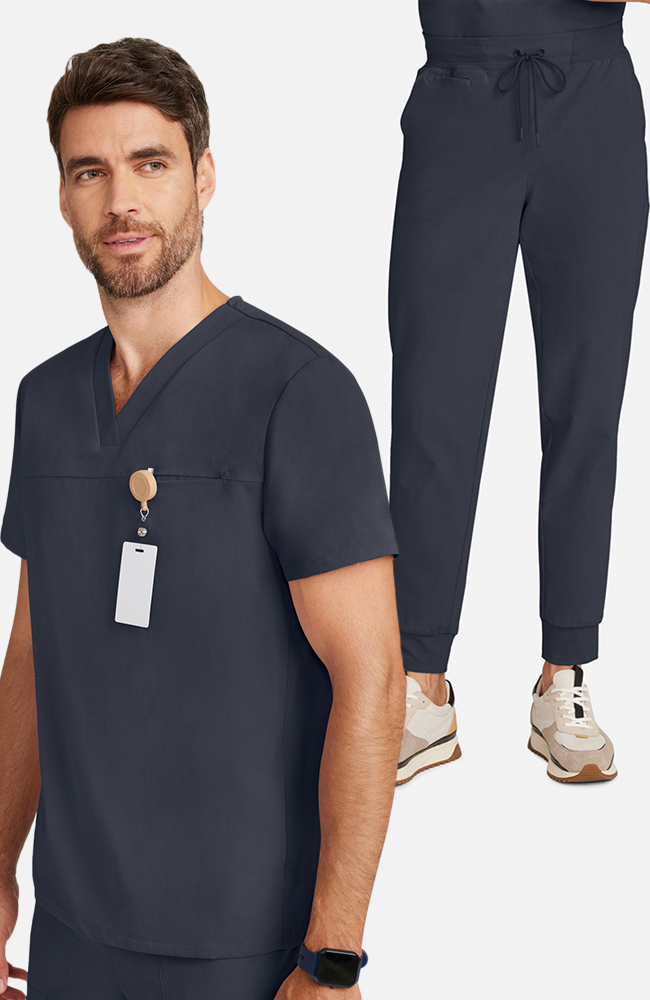 Men's Scrub Set: Vapor 3-Pocket Top &  Drift Jogger Pant, PWT Pewter, large