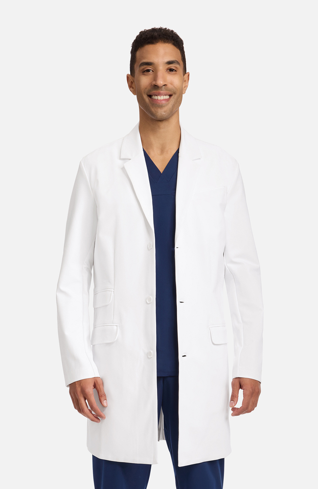 Men's Anthony Flap Pocket 38" Lab Coat, WHT White | white, large