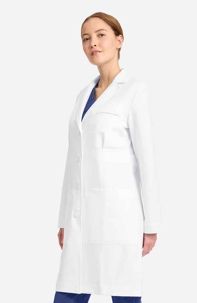 Women's Stella Princess Panel Darted 36&frac12;" Lab Coat, WHT White | white, large