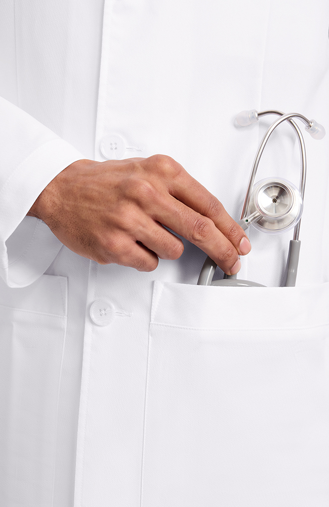 Men's Luca Patch Pocket 37½" Lab Coat, WHT White | white, large