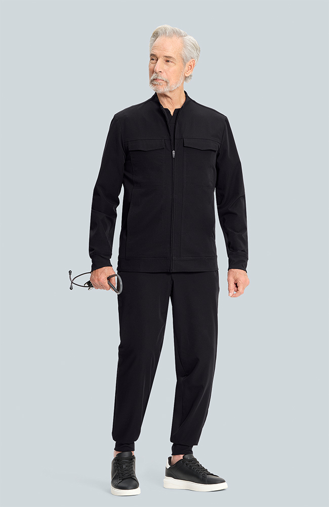Men's Equinox 4-Pocket Scrub Jacket, BLK Black, large