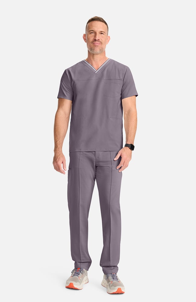 Men's V-Neck Scrub Top, MIN Mink | grey, large