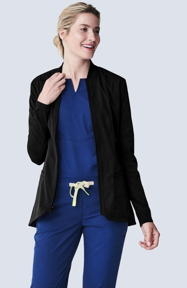 Women's Kinetic Scrub Jacket, BLK Black, large