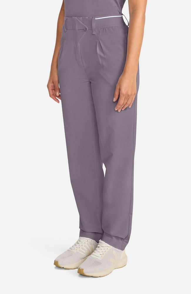 Women's Pleated Barrel Leg Scrub Pant, MIN Mink | grey, large