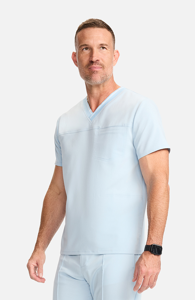 Men's V-Neck Scrub Top, ICB Ice Blue | blue, large
